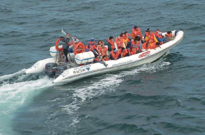 moon 1040 semi rigid inflatable boat transport people load tourism whatch whales dolphins patagonia