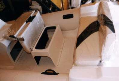 Case-seat for pilot and escort with upholstery, iron fittings and folding backrest with large place for keeping things